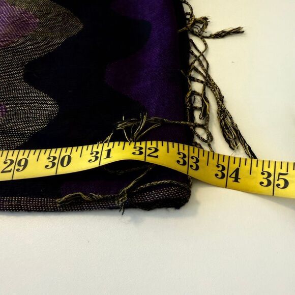 Purple, Black, Lavender & Olive Green Pashmina Scarf - Picture 6 of 7